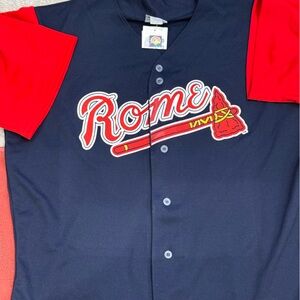 Rome Braves Navy and Red Jersey signed by former top prospect Braxton Davidson
